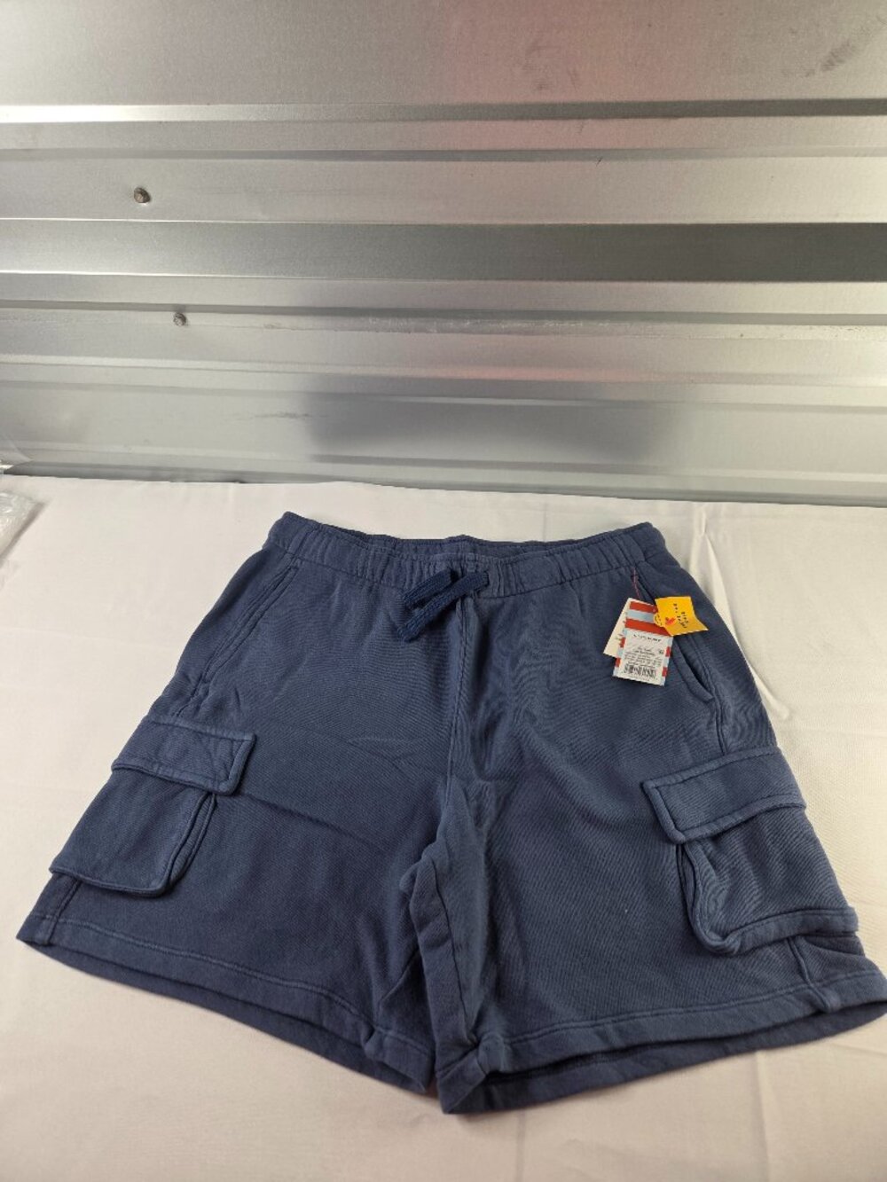 NWT Cat & Jack Dark Blue Fleece Cargo Shorts Boys Drawstring Sz. L (10/12) Husky